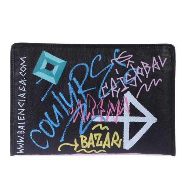 バレンシアガ クラッチバッグ コピー Bazar Graffiti Clutch in Arena Leather 8112319